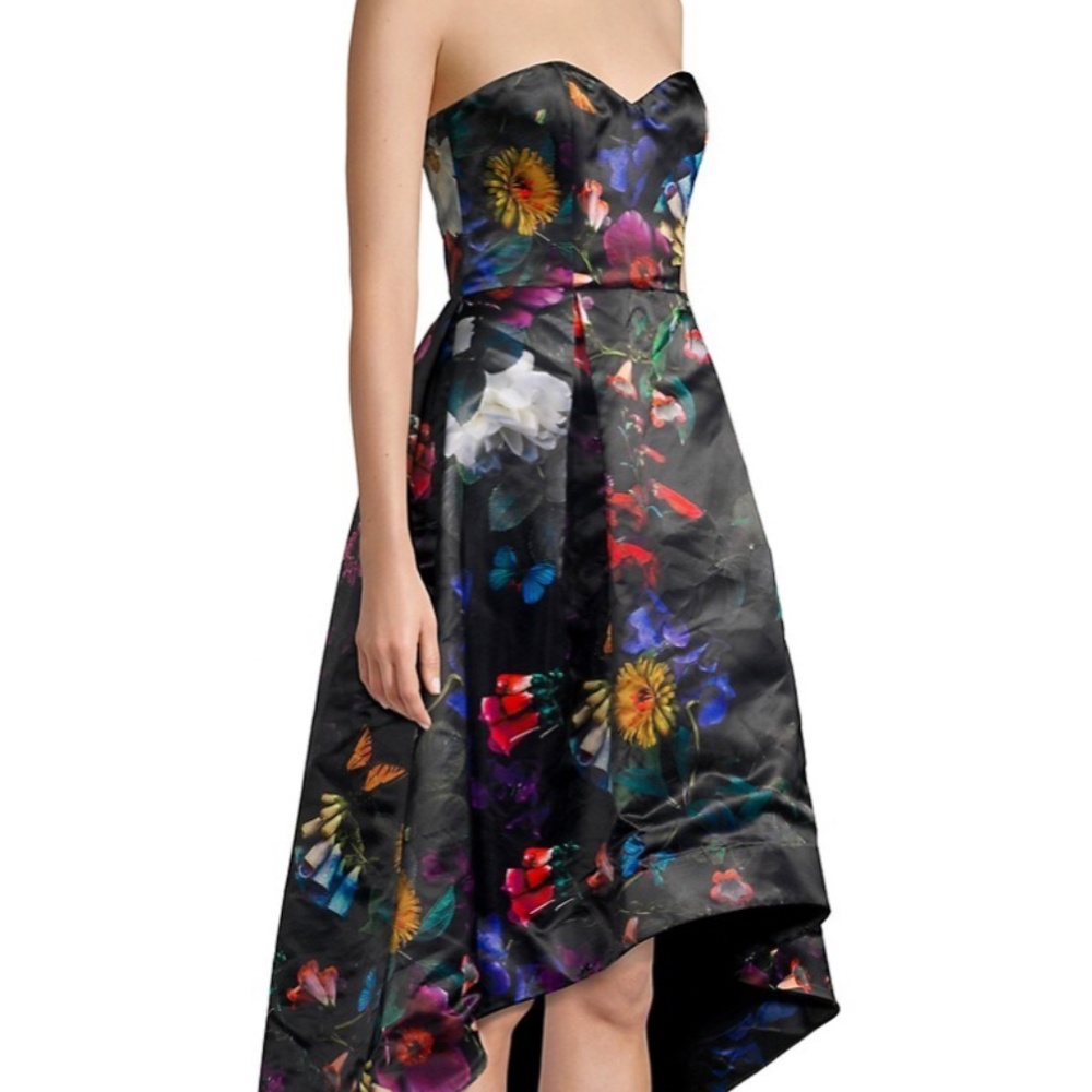 Parker Satin Floral Strapless Gown